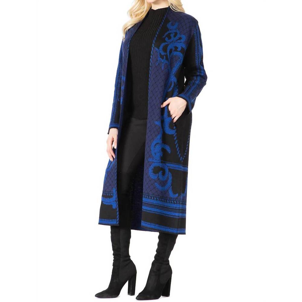 NEW VERTIGO PARIS elegant long sleeve cardigan in navy blue - Picture 3 of 3